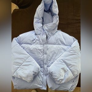 ZARA Shiny baby blue puffer